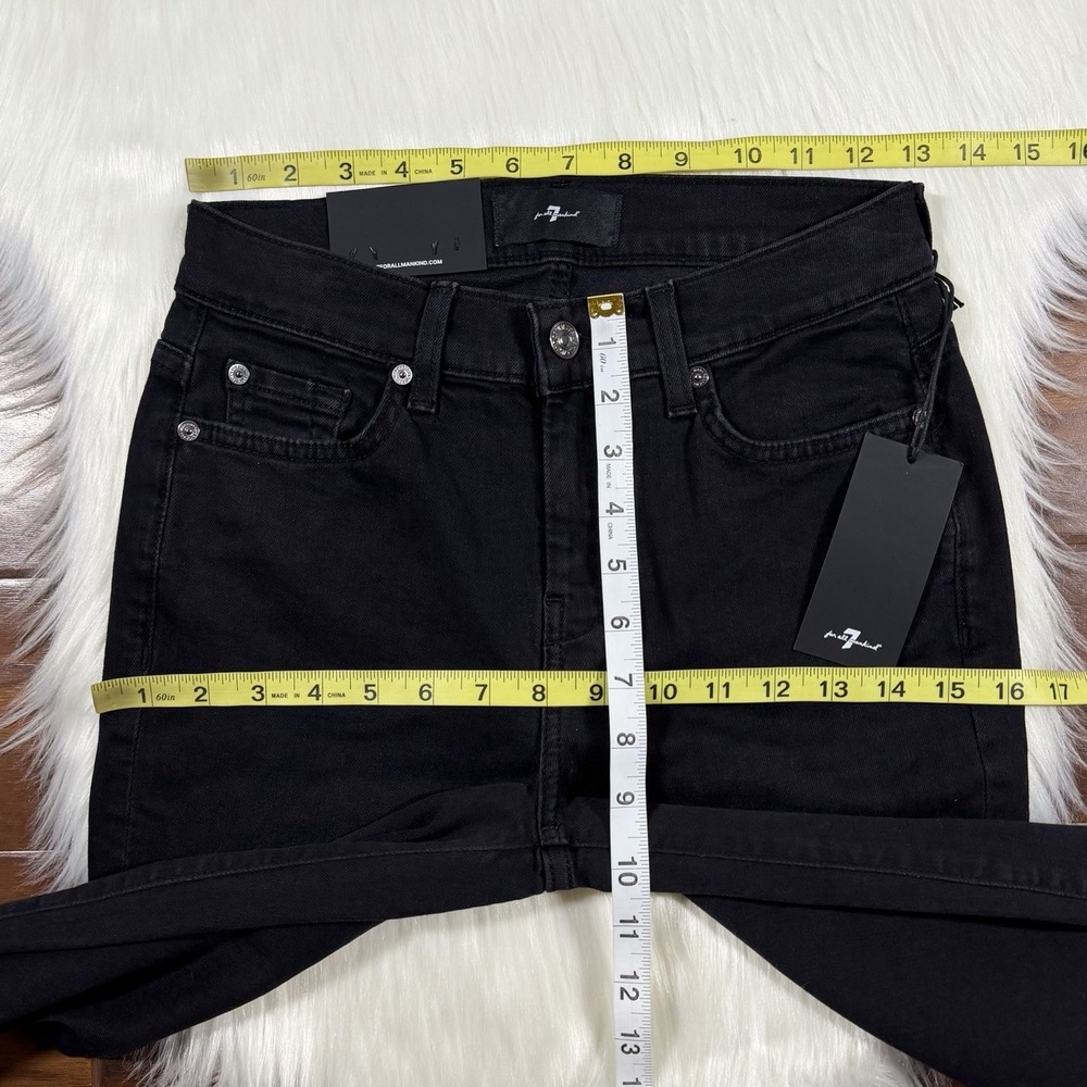 7 For All Mankind Size 25 Salem Black Dojo Tailorless Flare Trouser Denim Jeans - Picture 4 of 9